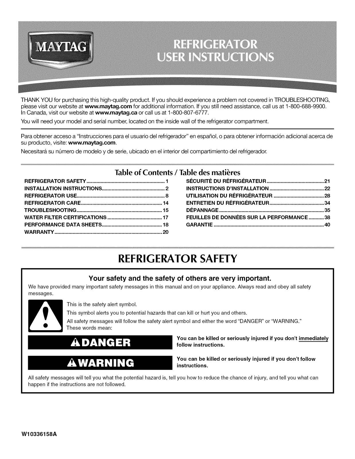 Maytag MFX2571XEW3, MFX2571XEW1, MFX2571XEM3, MFX2571XEM2, MFX2571XEM1 Owner’s Manual