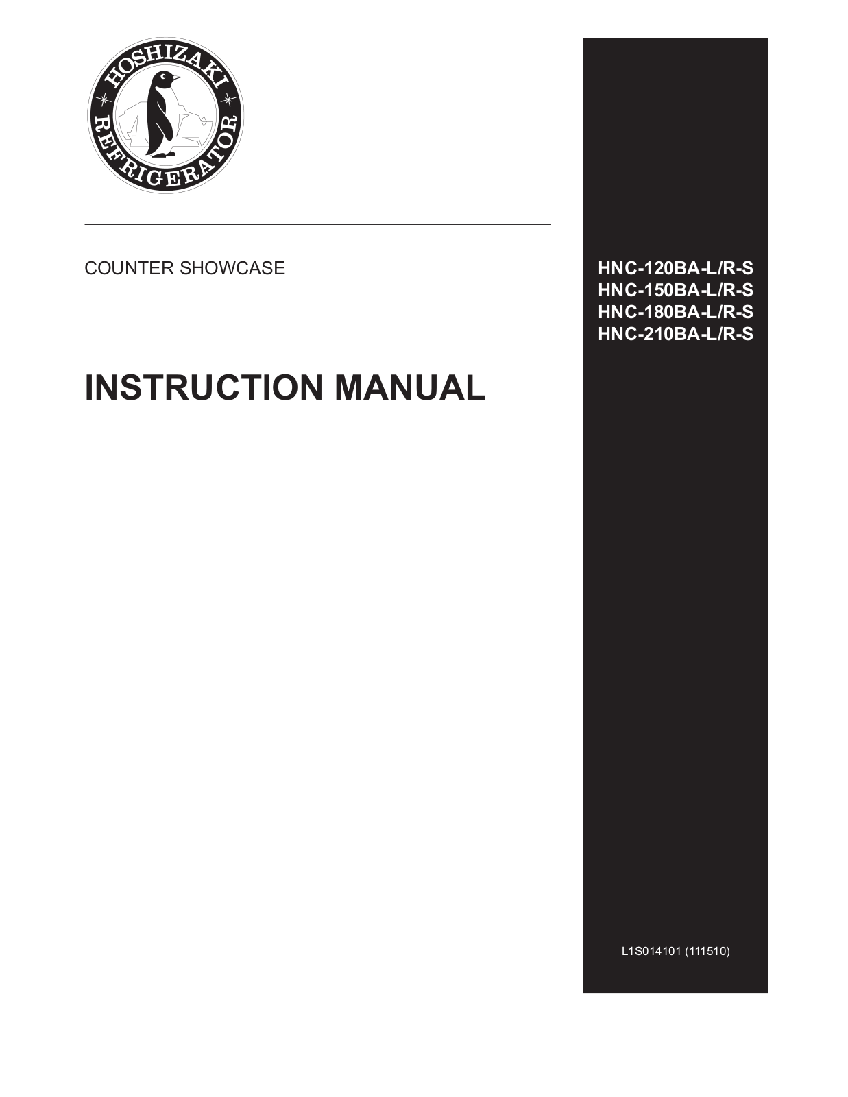 Hoshizaki America HNC-120BA-L Installation Manual