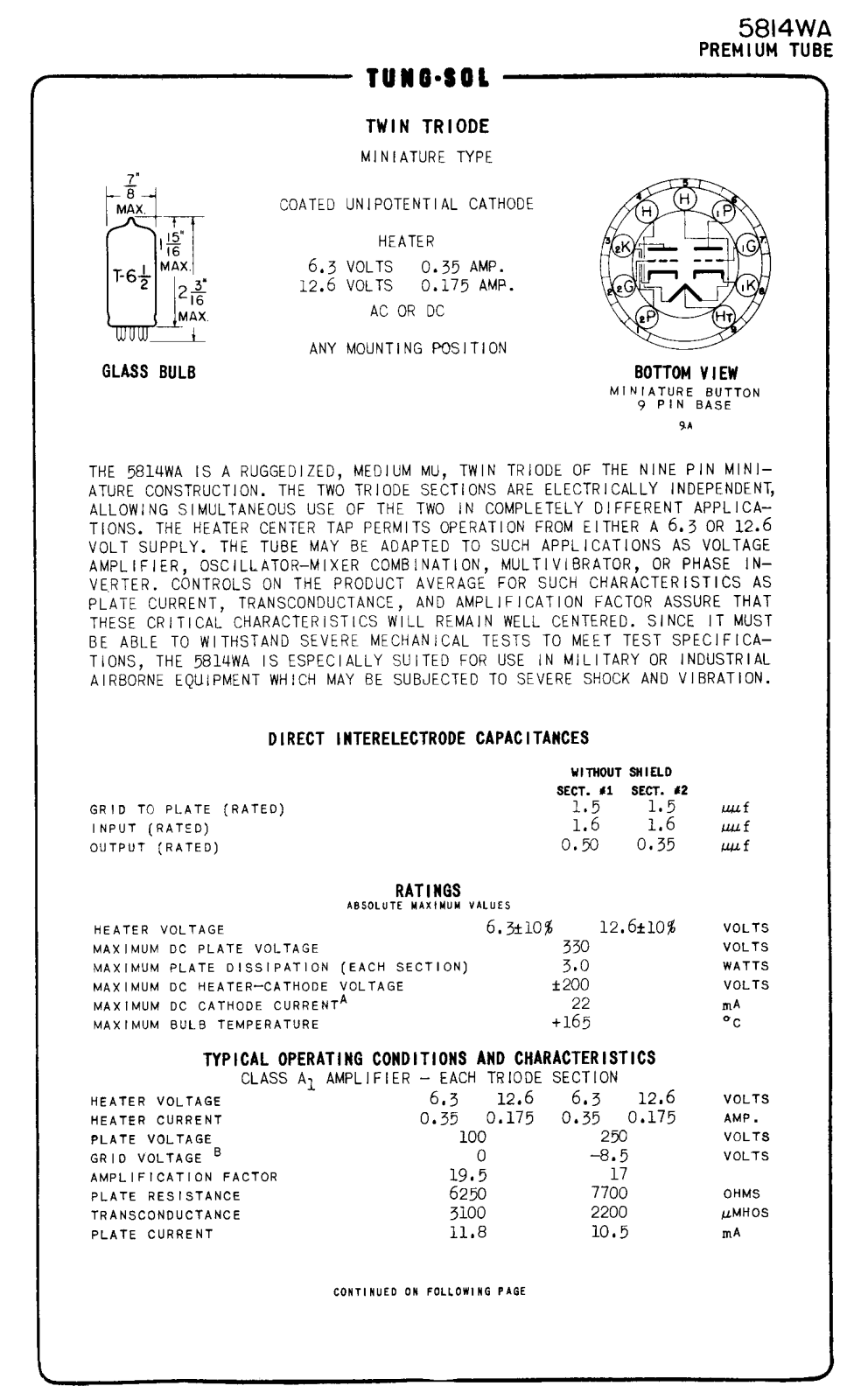 tungsol 5814wa DATASHEETS - ManualMachine.com
