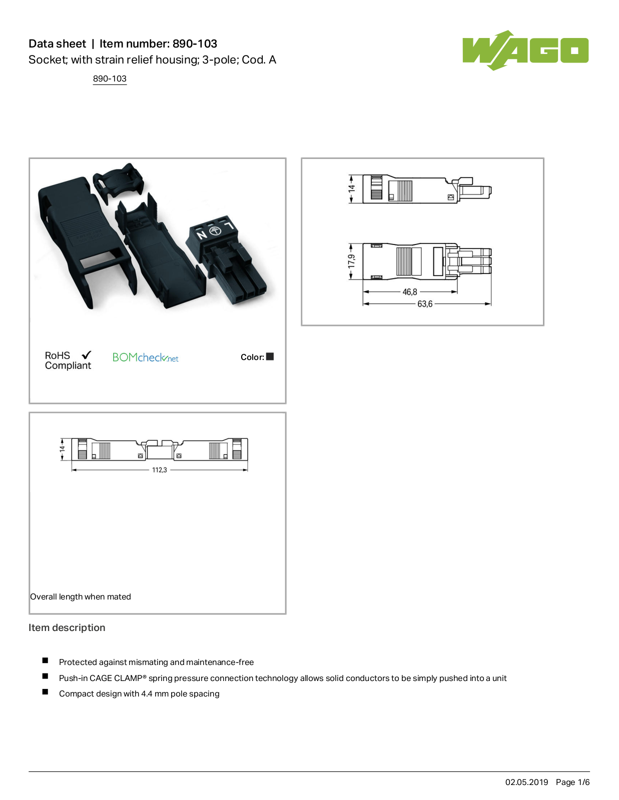 Wago 890-103 Data Sheet