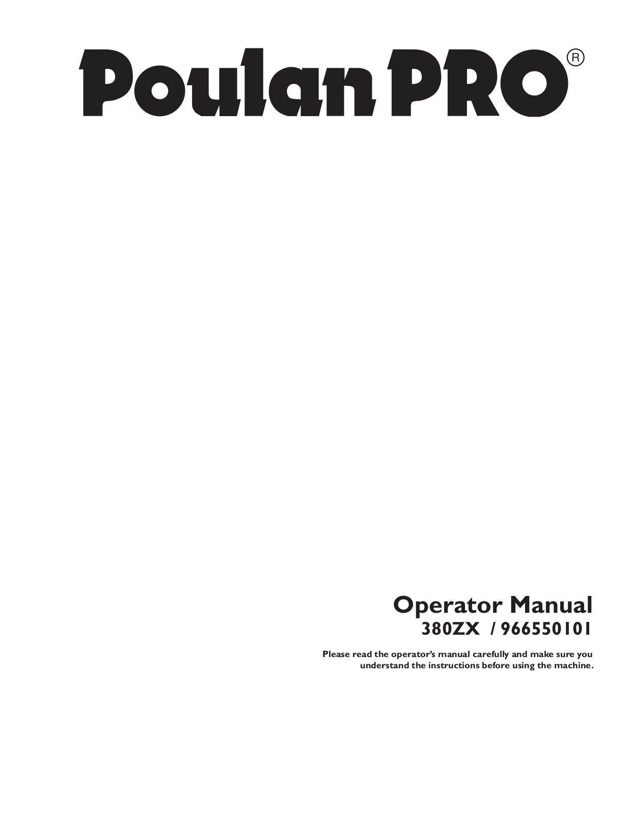 Poulan 380ZX Owner's Manual