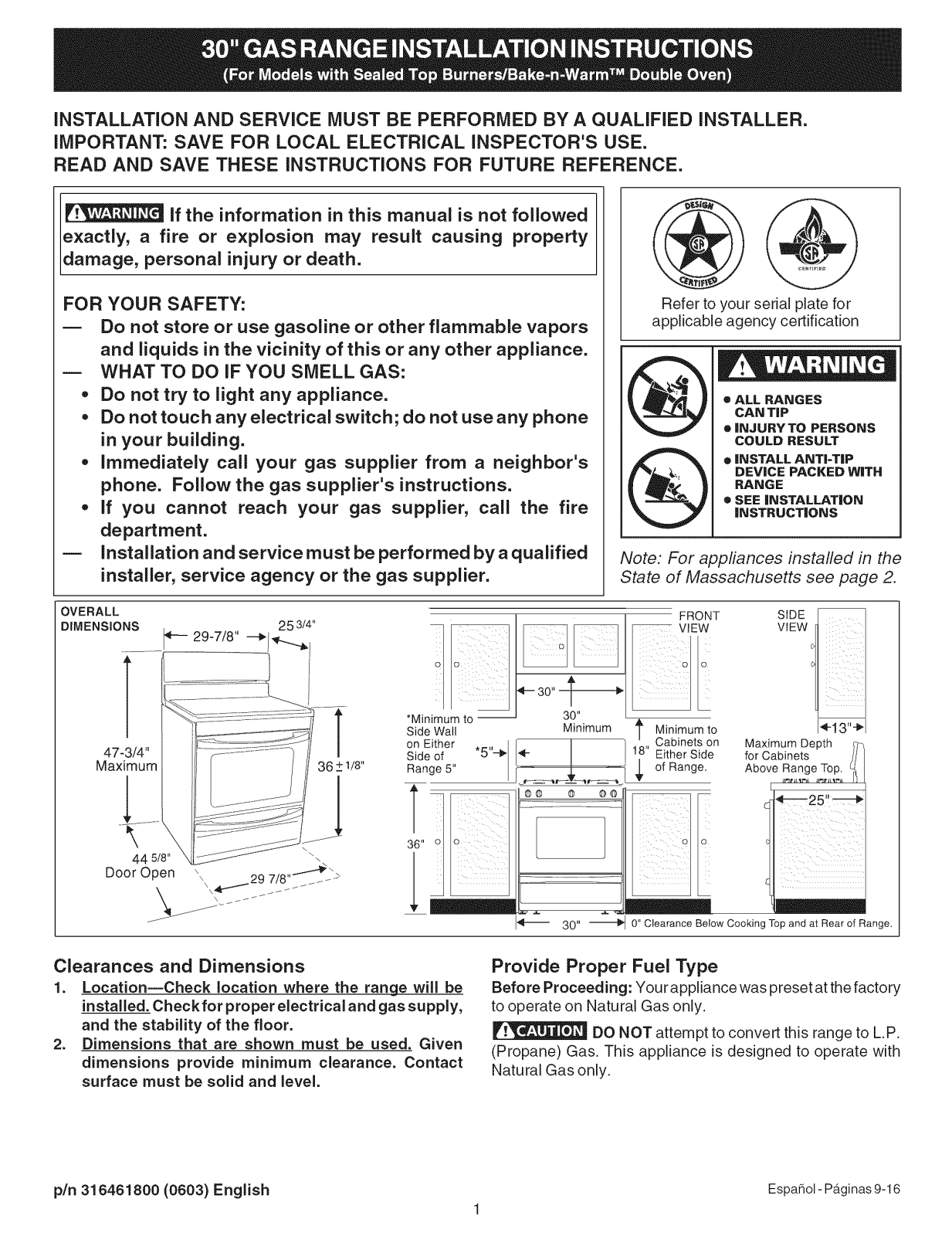 Frigidaire FGFBMZ96FCB, FGFBMZ96FCC, FGFLMC55ECA, FGFLMC55ECB, FGFLMC55GCB Installation Guide - ManualMachine.com