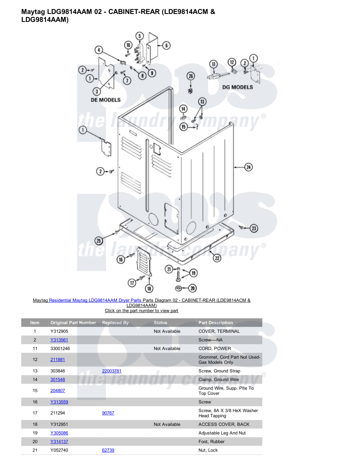 Maytag LDG9814AAM Parts Diagram