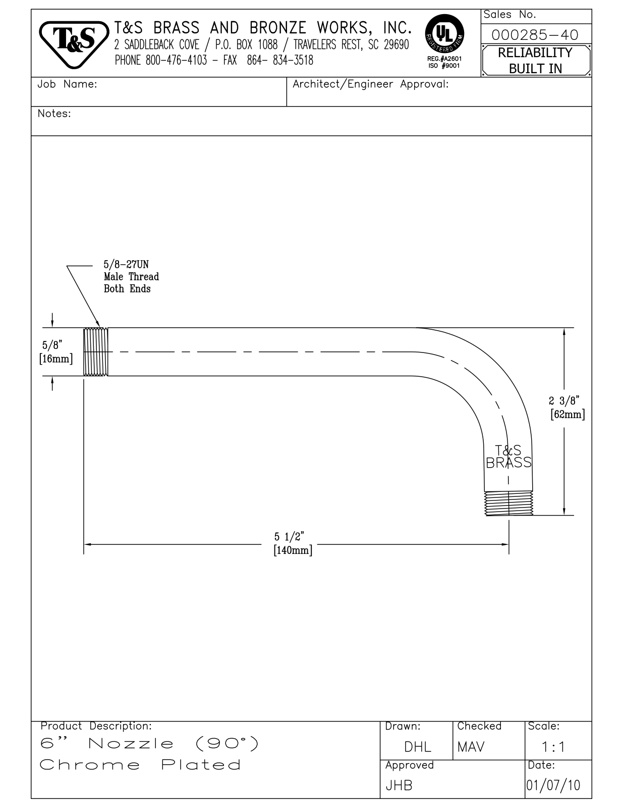 T&S Brass 000285-40 User Manual