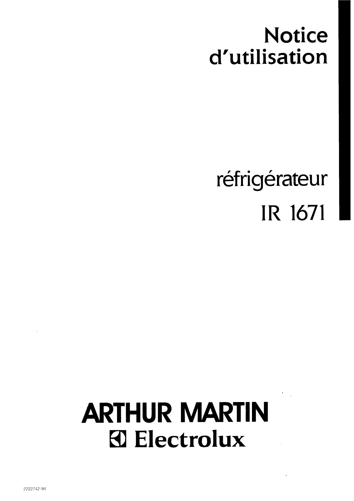 Arthur martin IR1671 User Manual