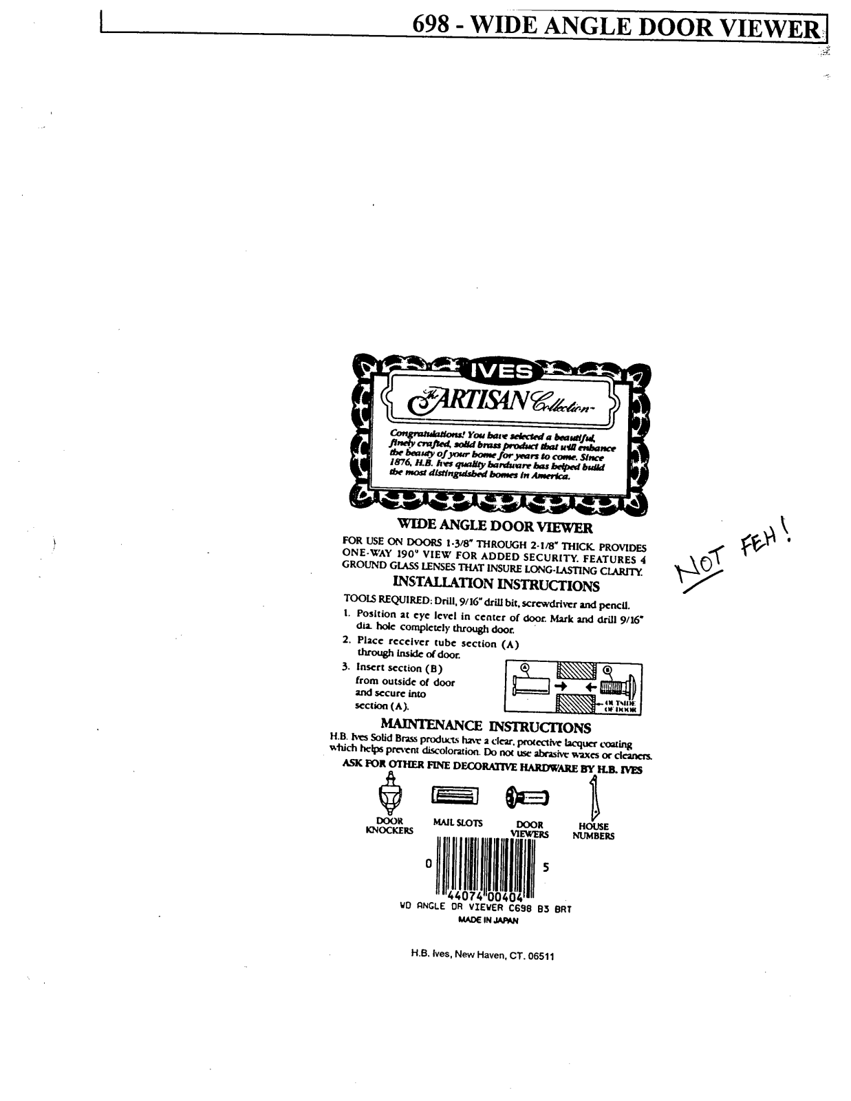 Ives 698, U698 User Manual