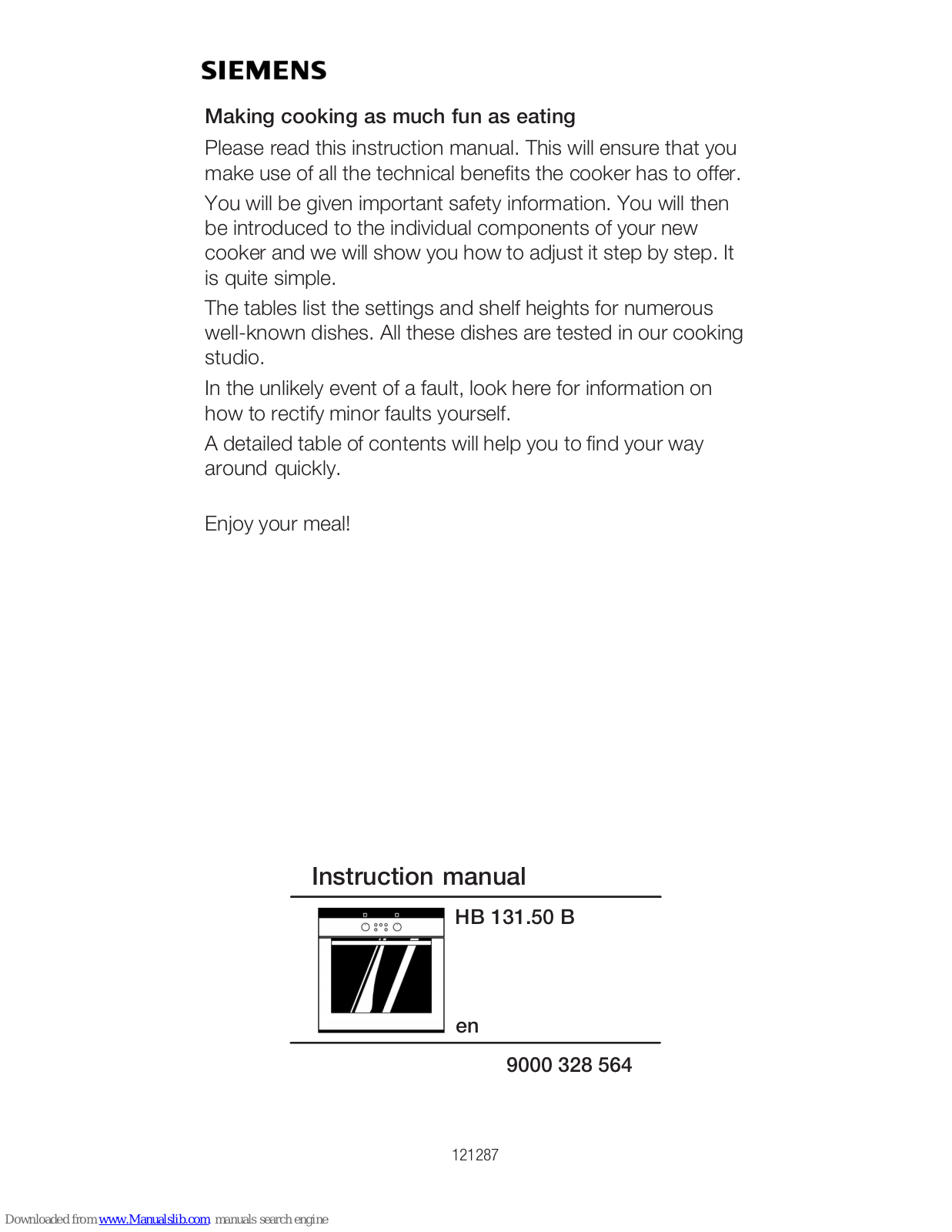 Siemens HB 131.50 B Instruction Manual