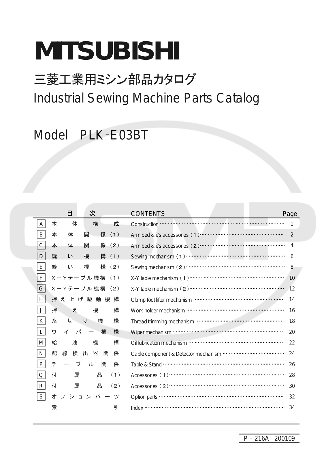 Mitsubishi PLK-E03BT Parts Book