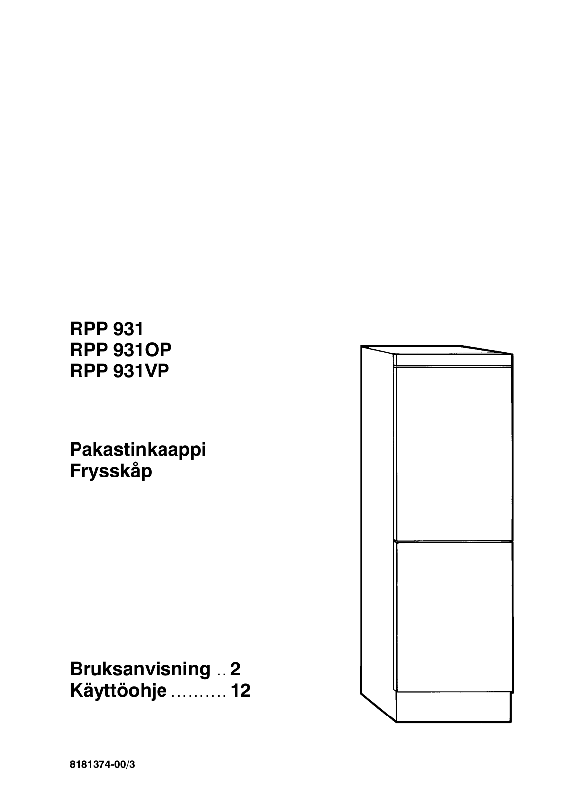 Rosenlew RPP931VP, RPP931, RPP931OP User Manual