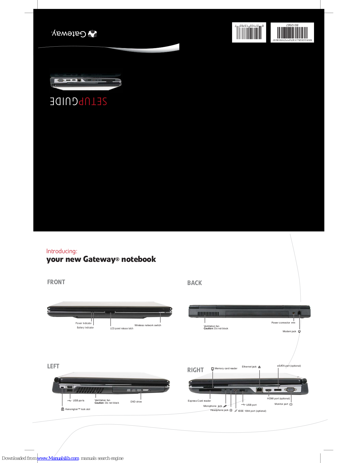 Gateway P-171, P-6836, P-170L, P-170X, P-172X Setup Manual