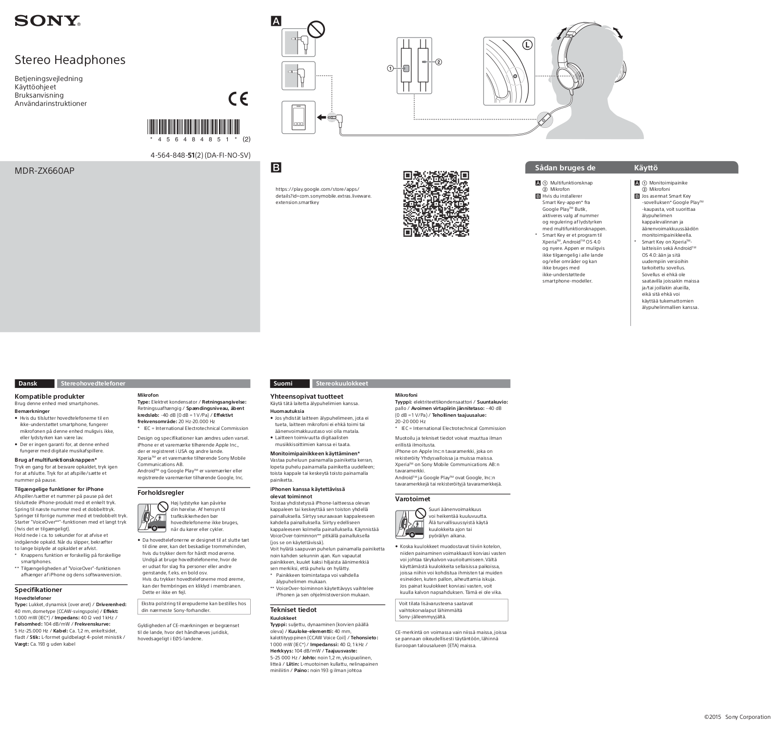 Sony MDR-ZX660AP Instructions for use