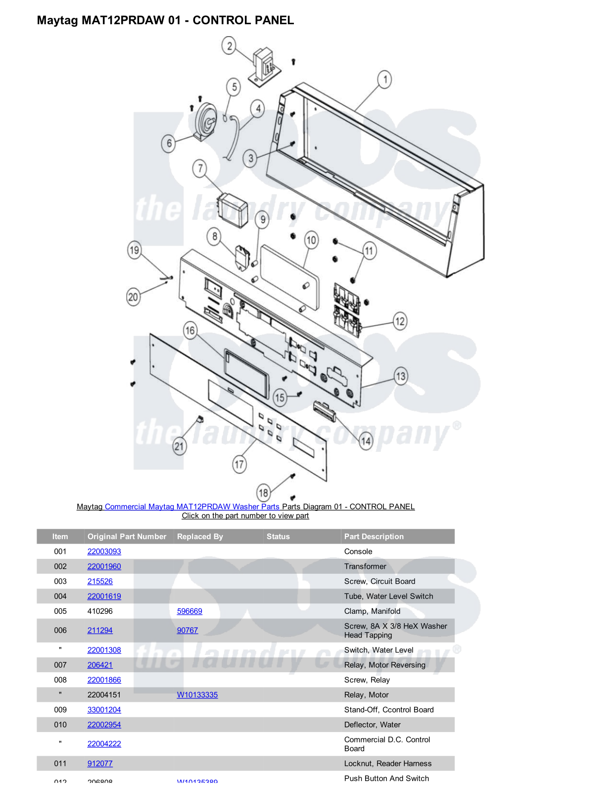 Maytag MAT12PRDAW Parts Diagram