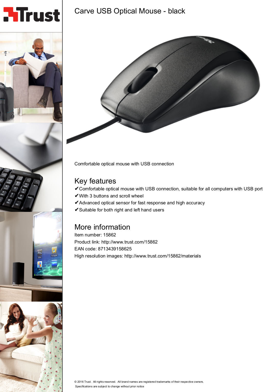 Trust Carve USB Optical Mouse User Manual