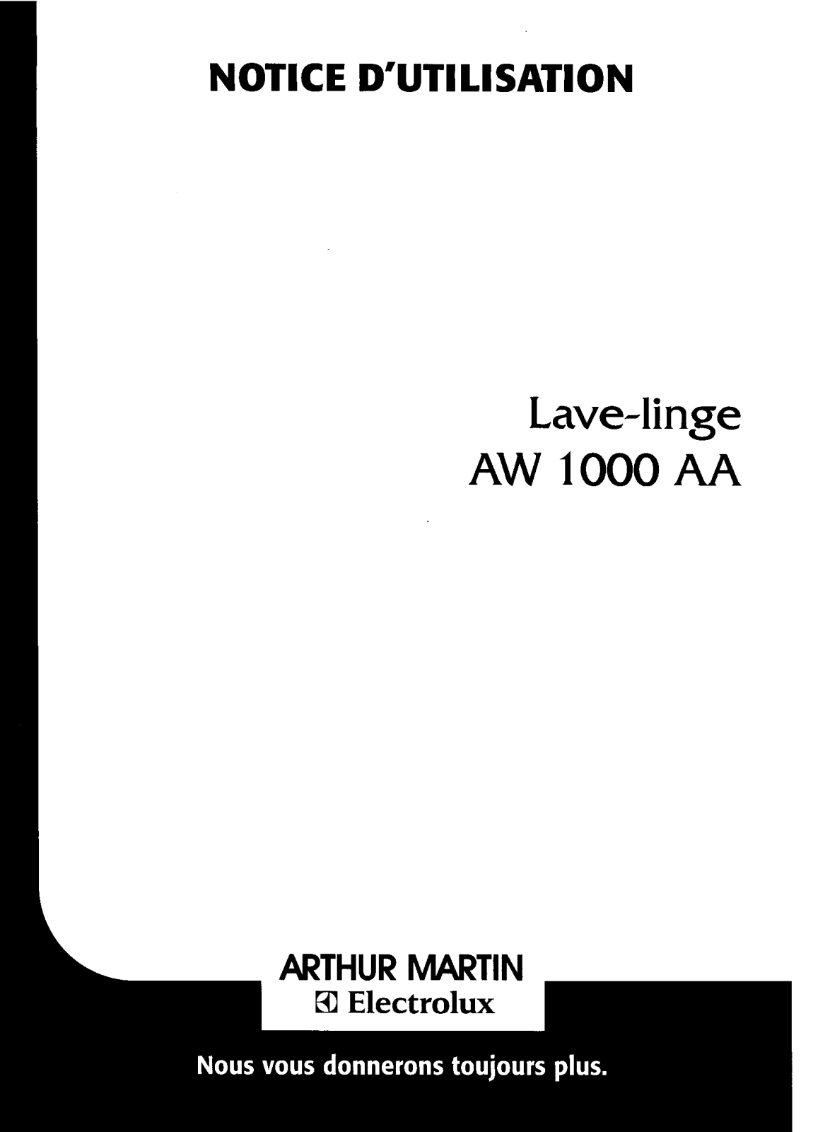 Arthur martin AW1000AA User Manual