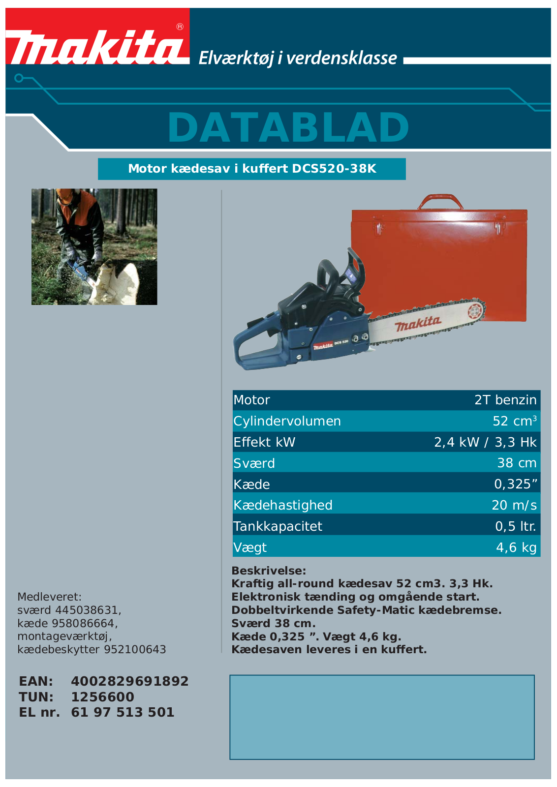 Makita DCS520-38K DATASHEET