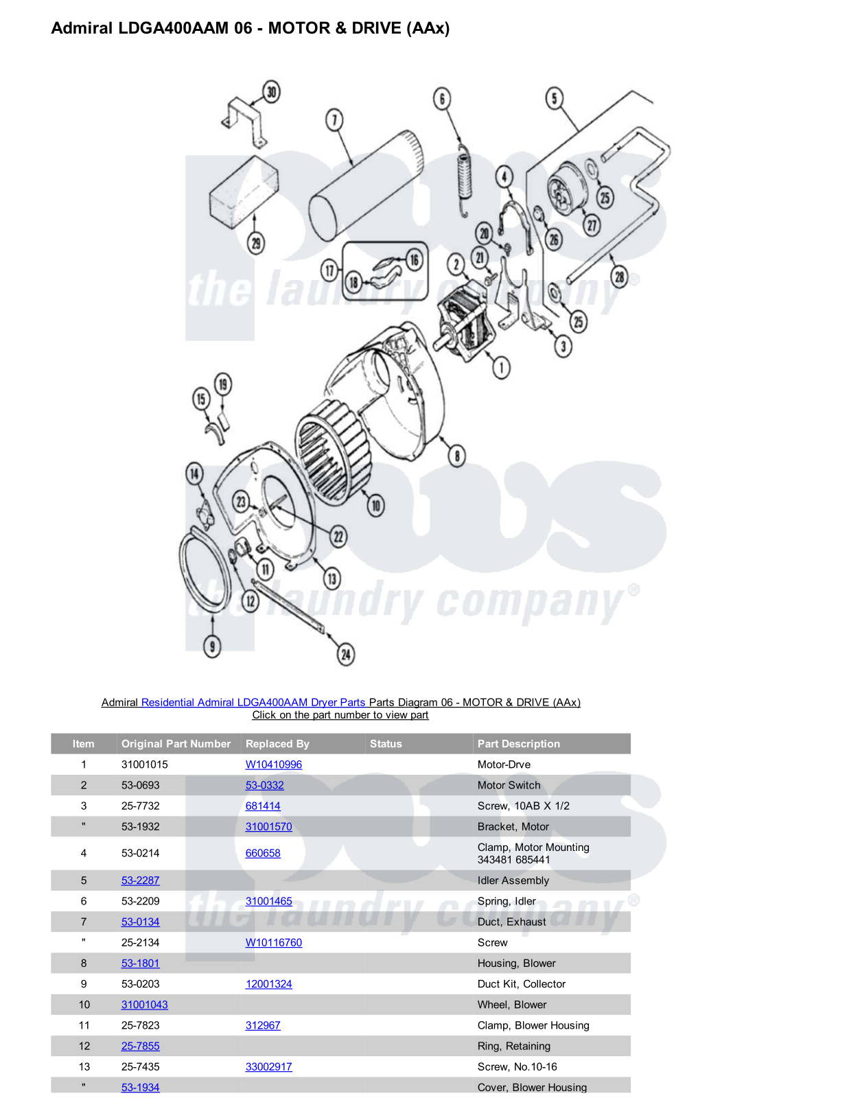 Admiral LDGA400AAM Parts Diagram