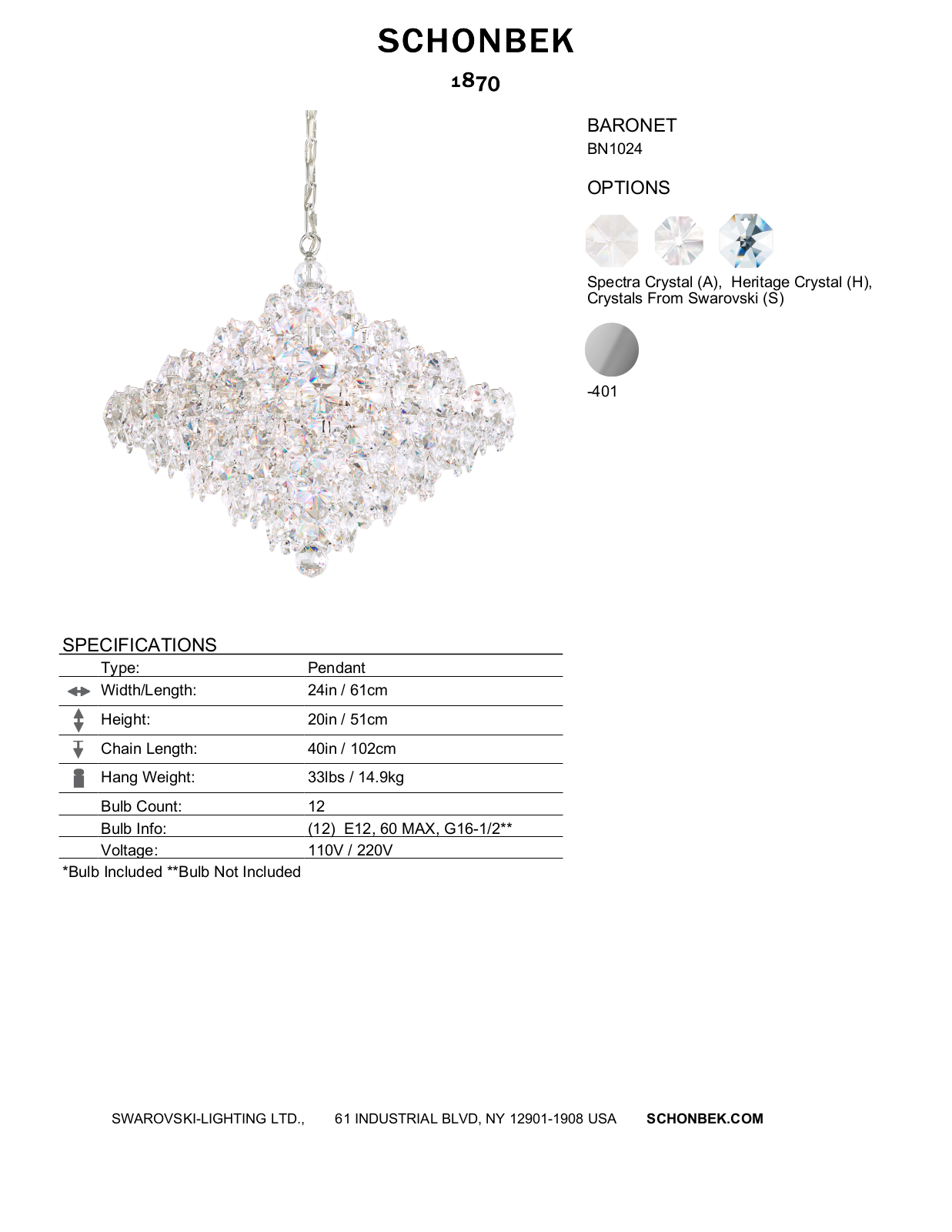 Schonbek SOC10311 Specifications - ManualMachine.com