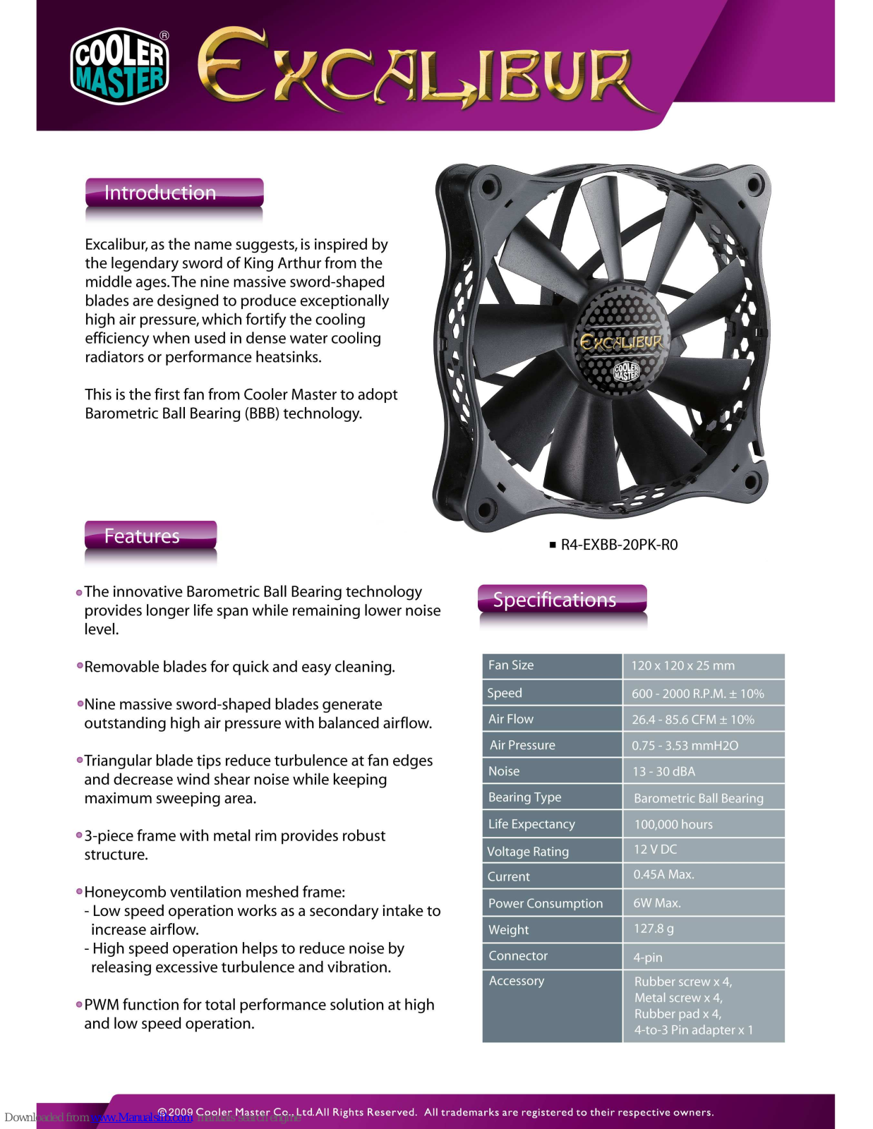 Cooler Master Excalibur R4-EXBB-20PK-R0 Specification