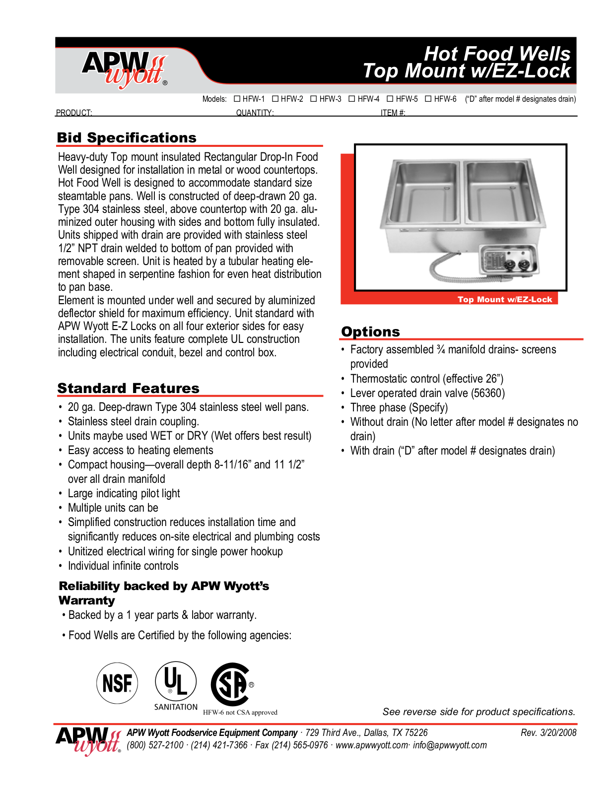 APW Wyott w-EZ-Lock User Manual