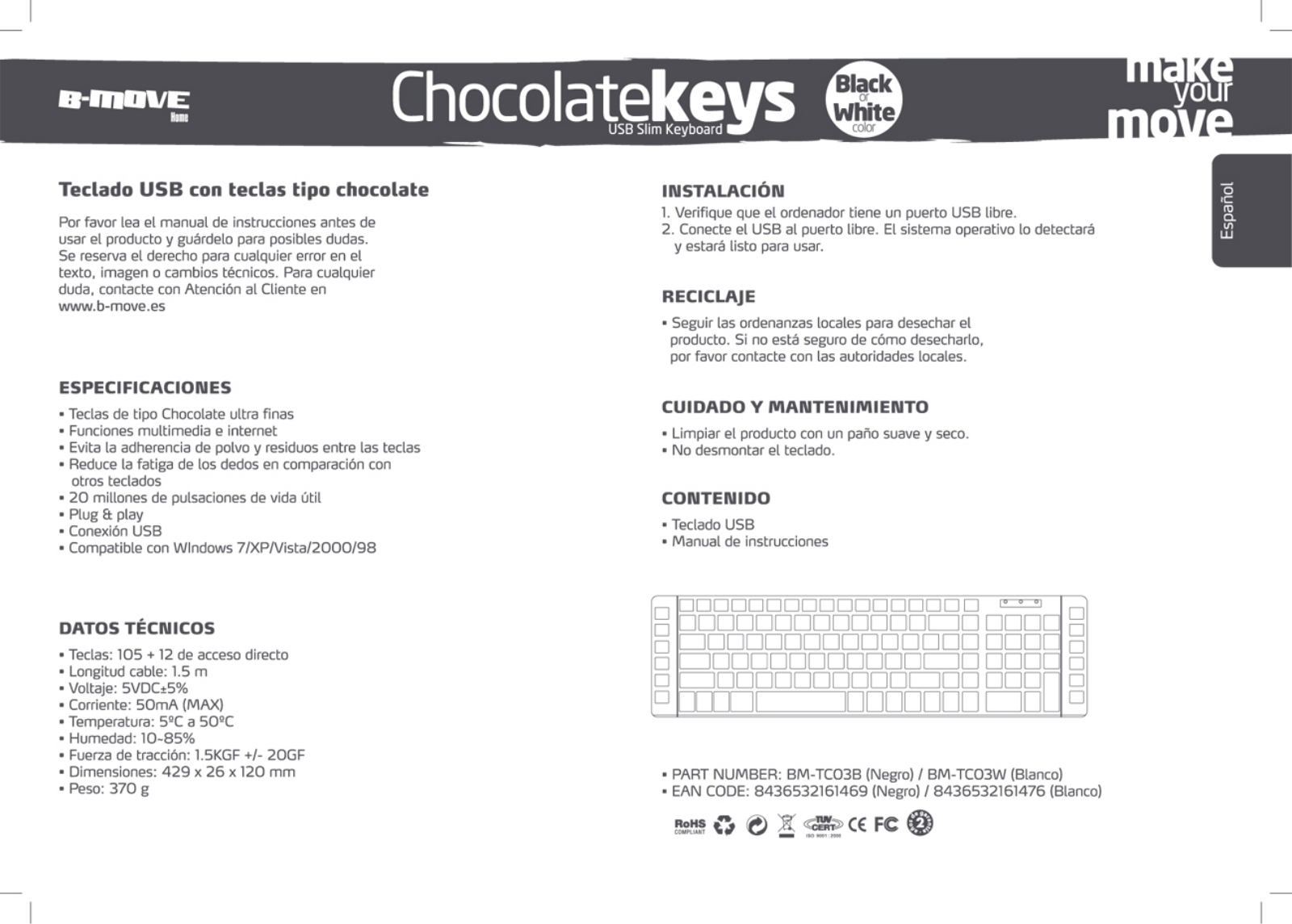 B-Move Chocolate Keys User Manual