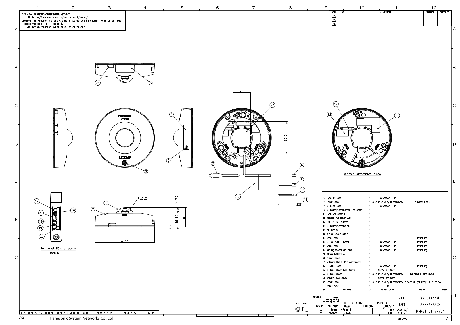 Panasonic WV-SW458, WV-SW458M User Manual