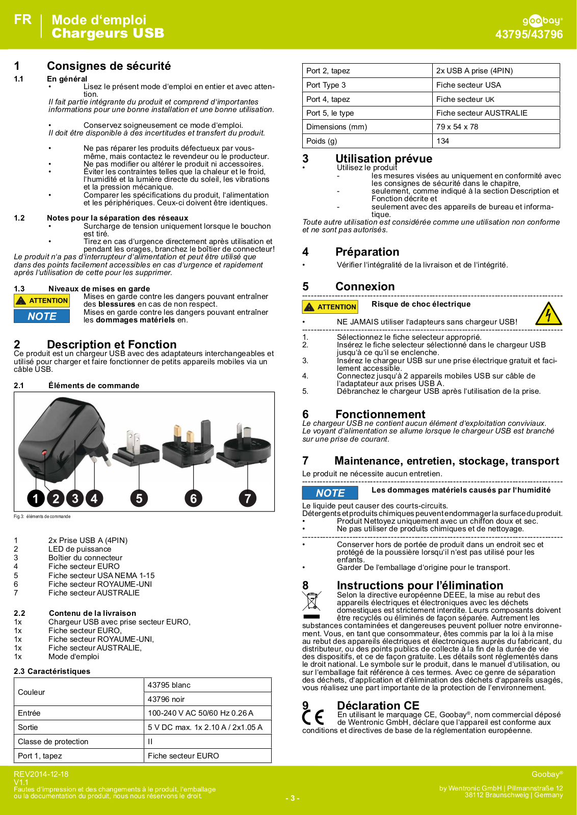 Goobay USB Chargers User manual