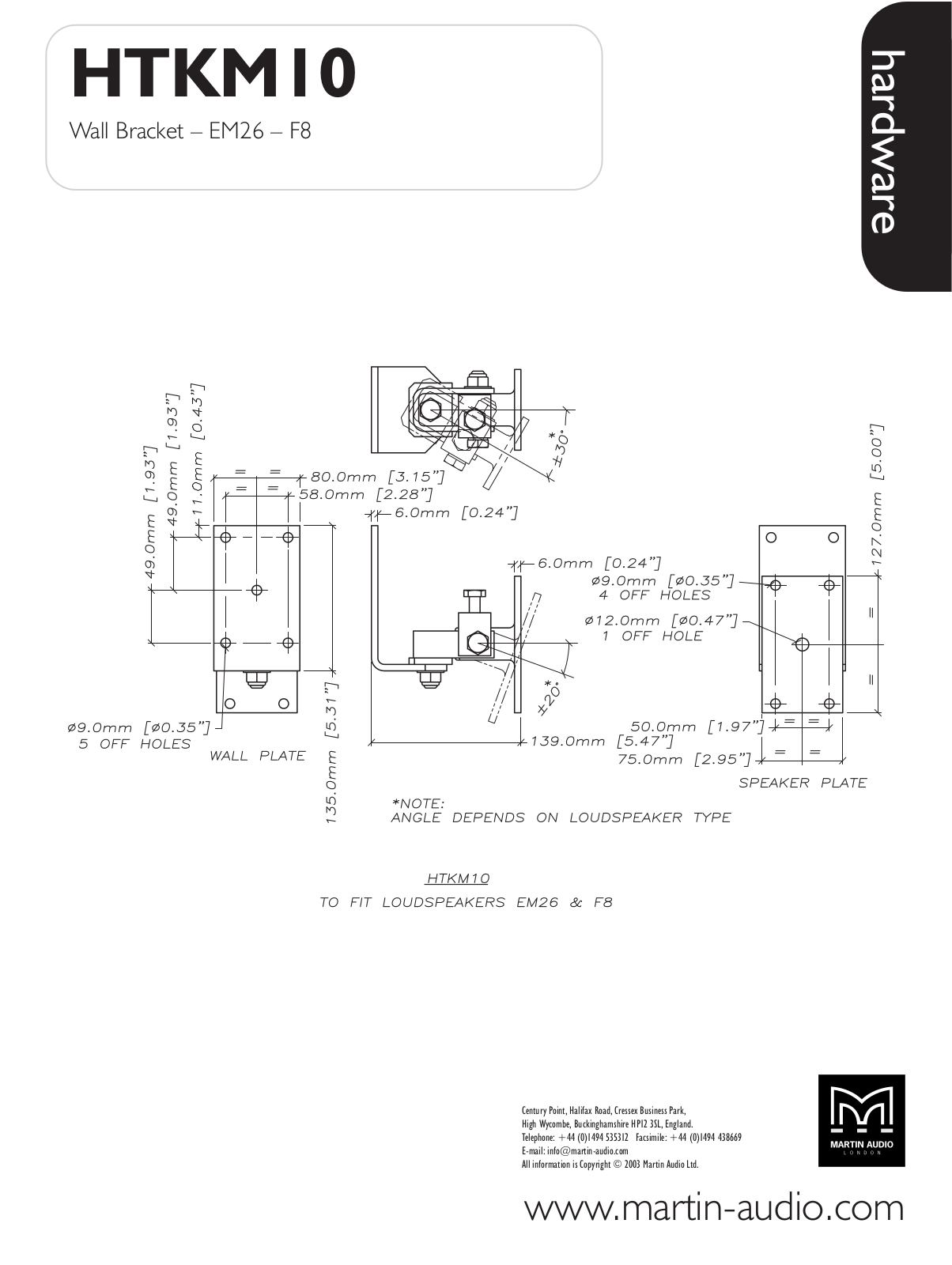 Martin Audio HTKM10 User Manual