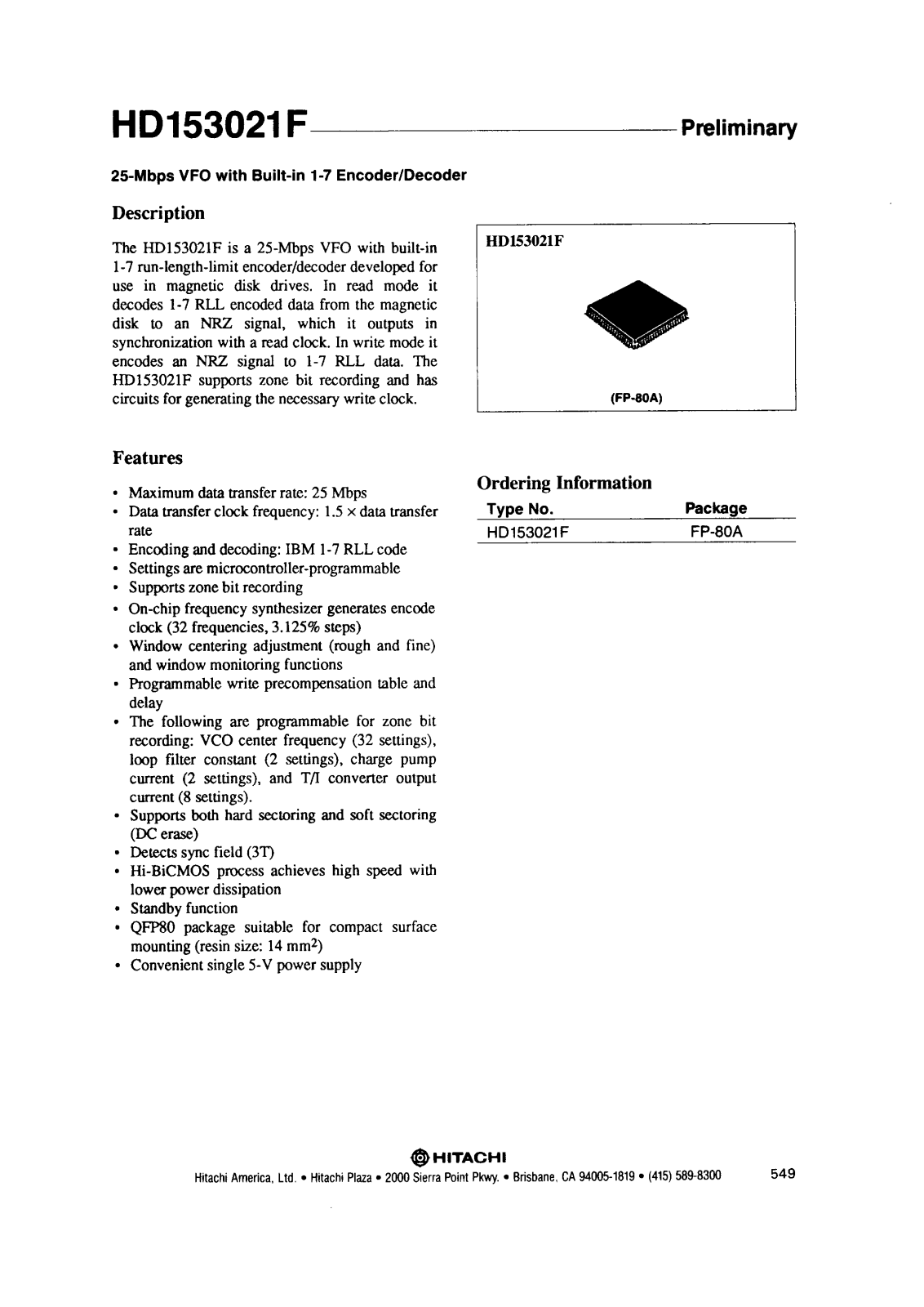 HIT HD153021F Datasheet