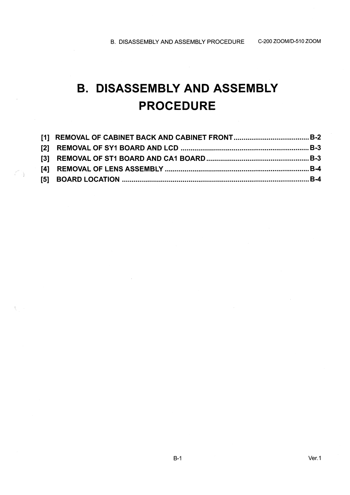 OLYMPUS C-200 Zoom Disassembly and Assembly Procedure v1