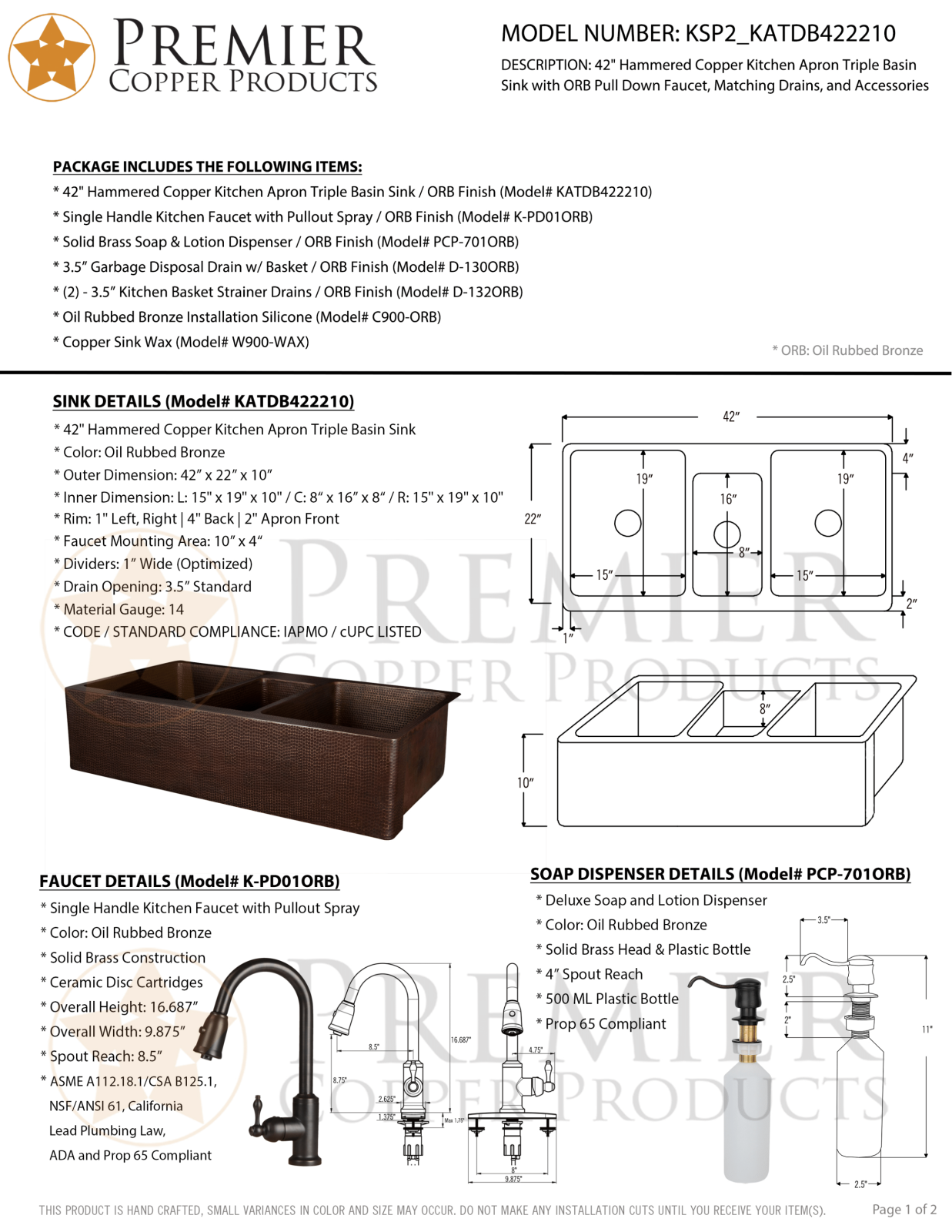 Premier Copper Products IER1985 Specifications - ManualMachine.com