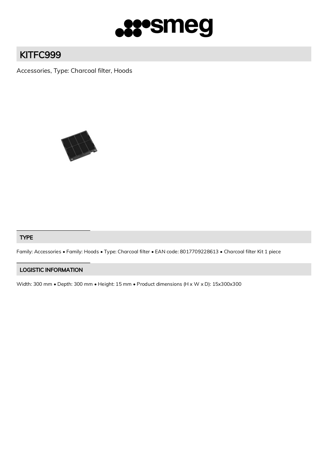 Smeg KITFC999 Technical sheet