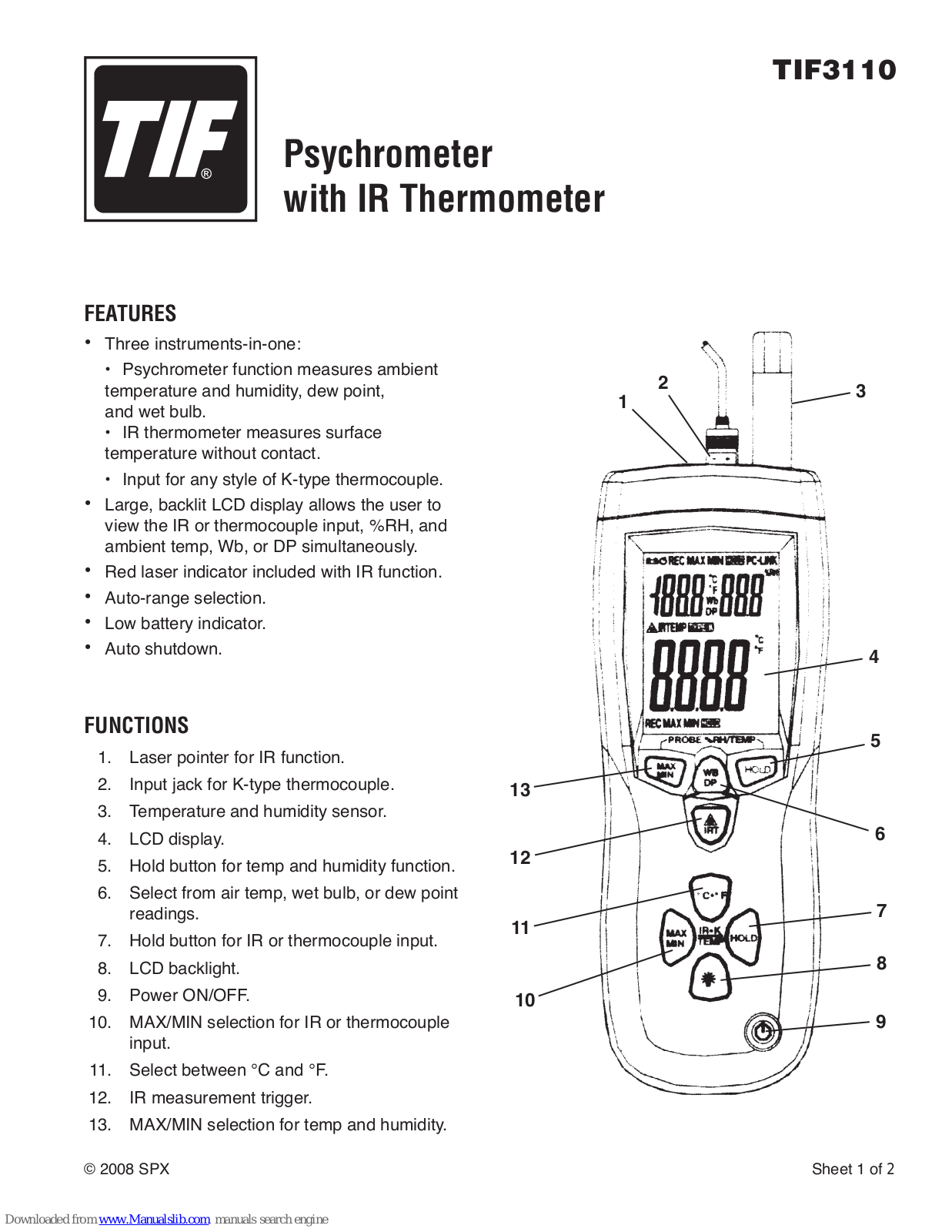 TIF TIF3110 User Manual