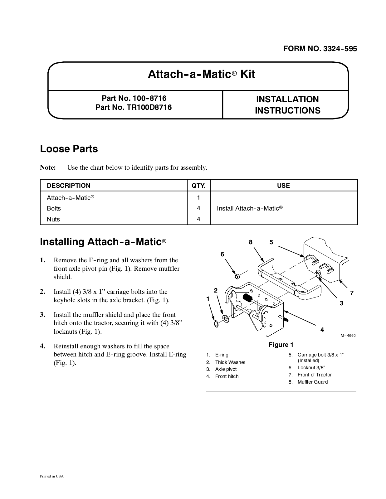 Toro 100-8716 Installation Instructions