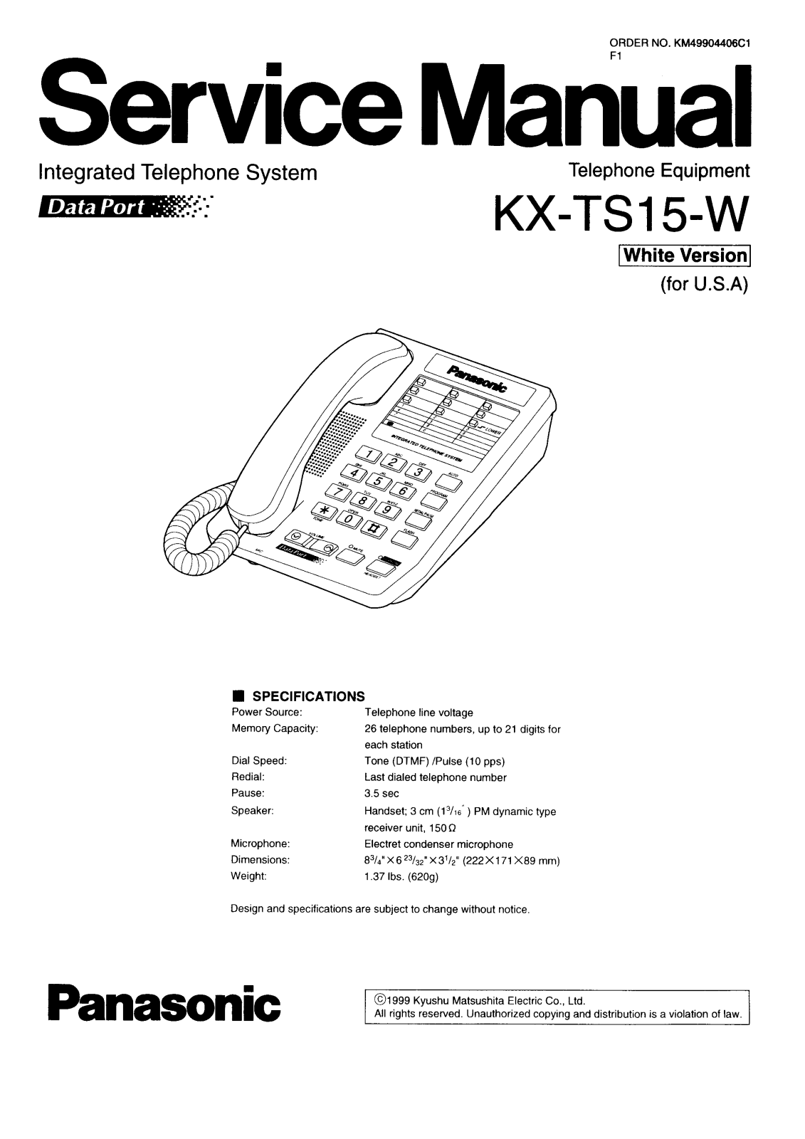 PANASONIC KX-ts15w Service manual