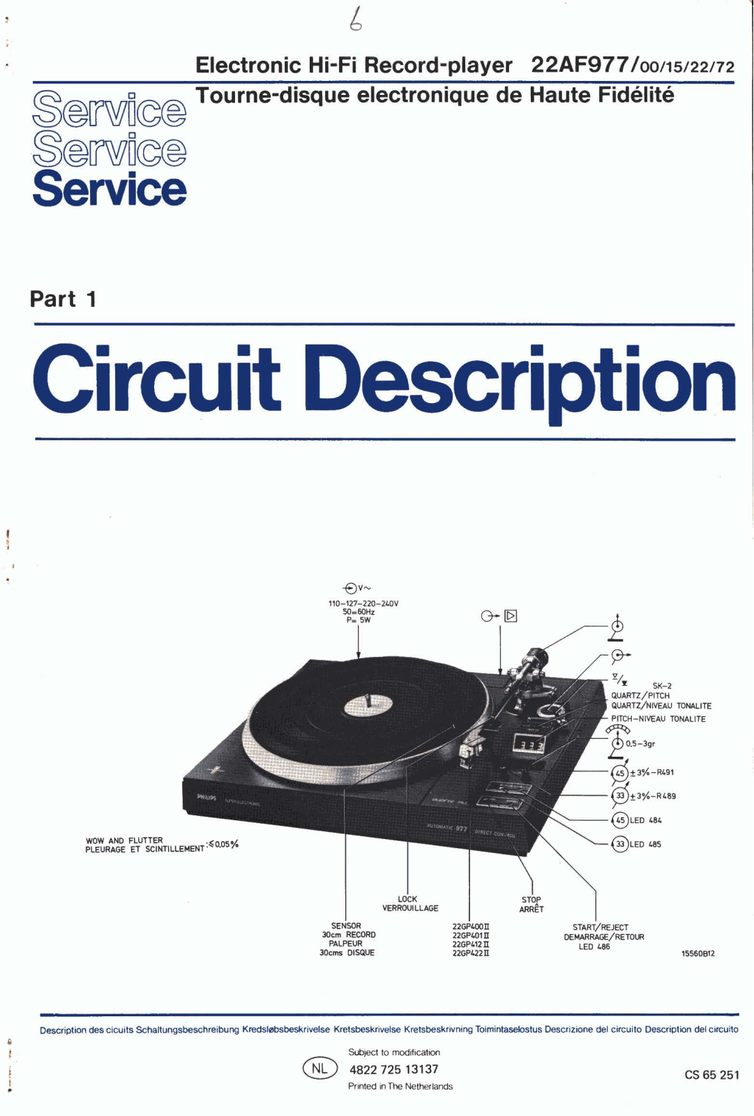 Philips 22-AF-977 Service Manual