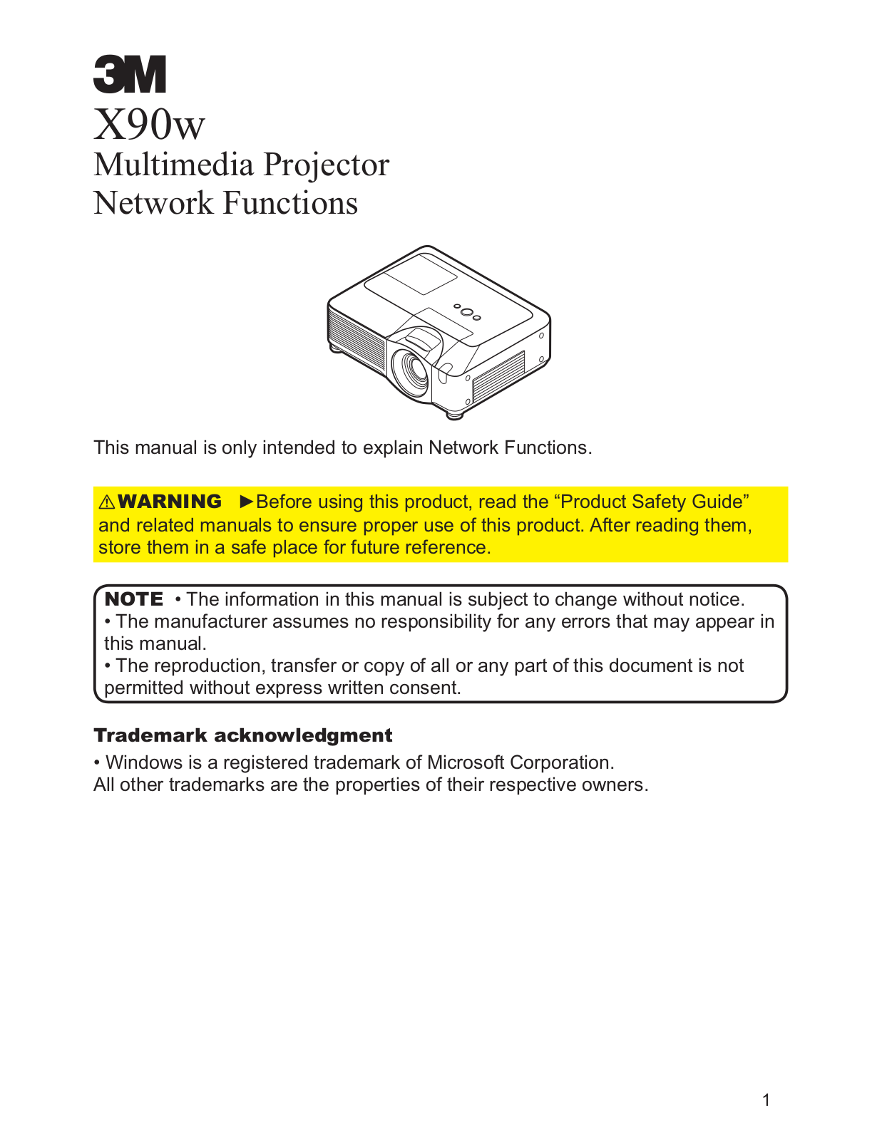 3M X90W Instructions Manual