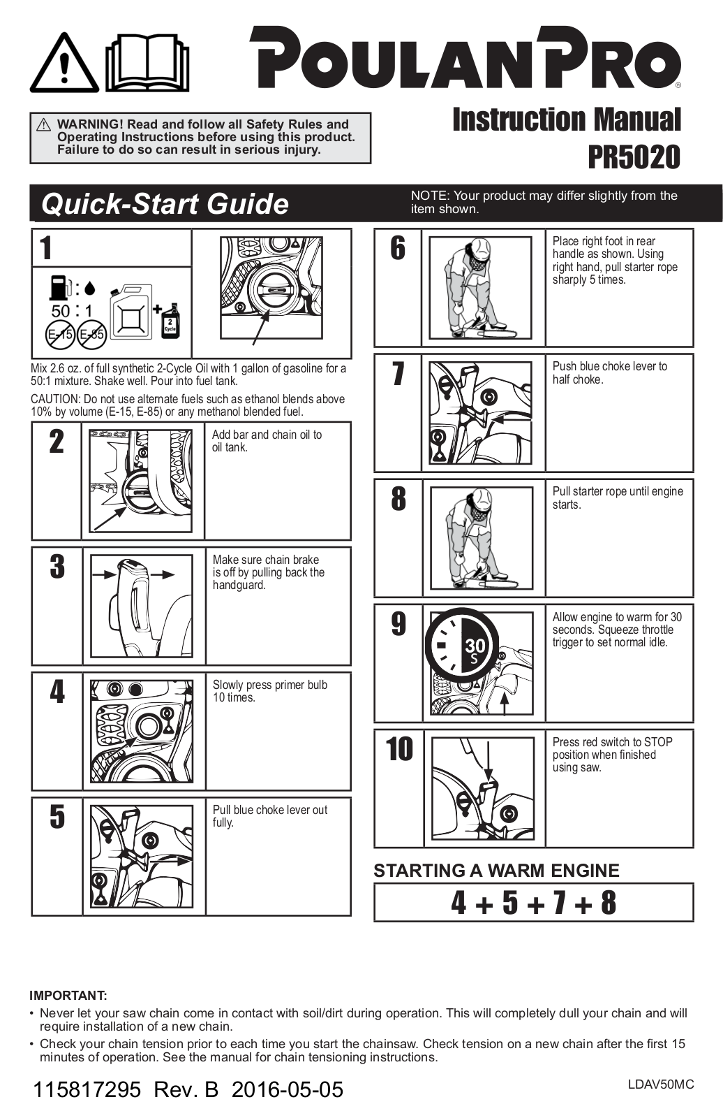 Poulan PR5020-967061401, PR5020-967061501, 967061501, 967061401 Owner’s Manual