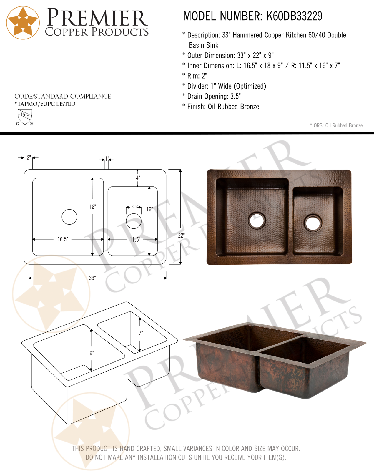 Premier Copper Products IER1062 Specifications - ManualMachine.com