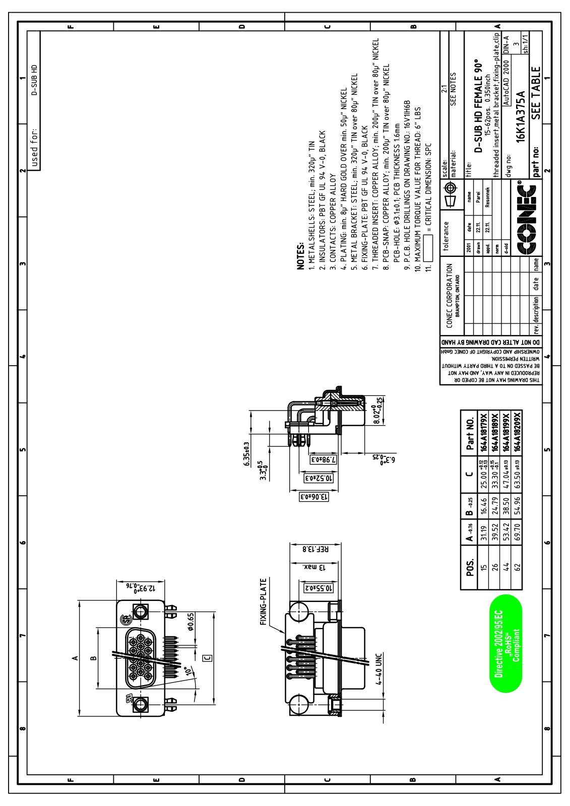 CONEC HD 44FW PGK Datasheet - ManualMachine.com