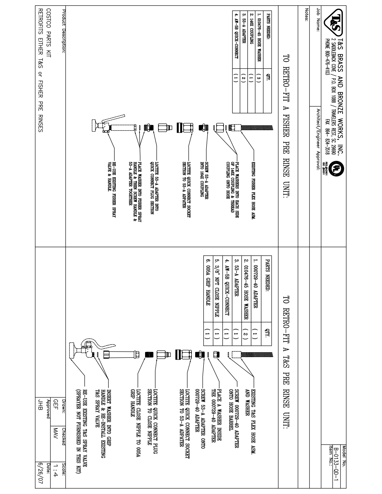 T&S Brass B-0133-QD-1 User Manual