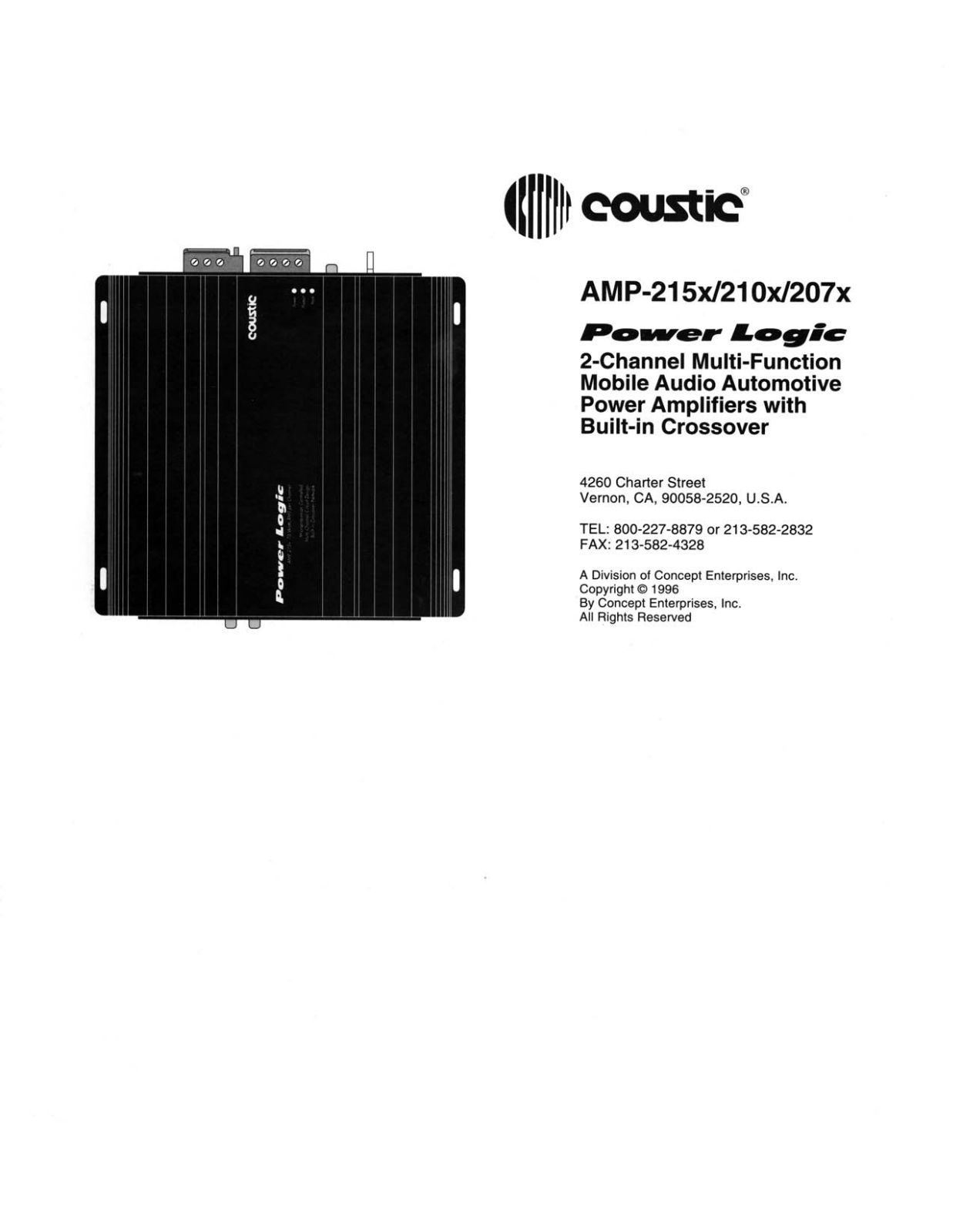 Coustic AMP-210X, AMP-215X, AMP-207X Instruction Manual