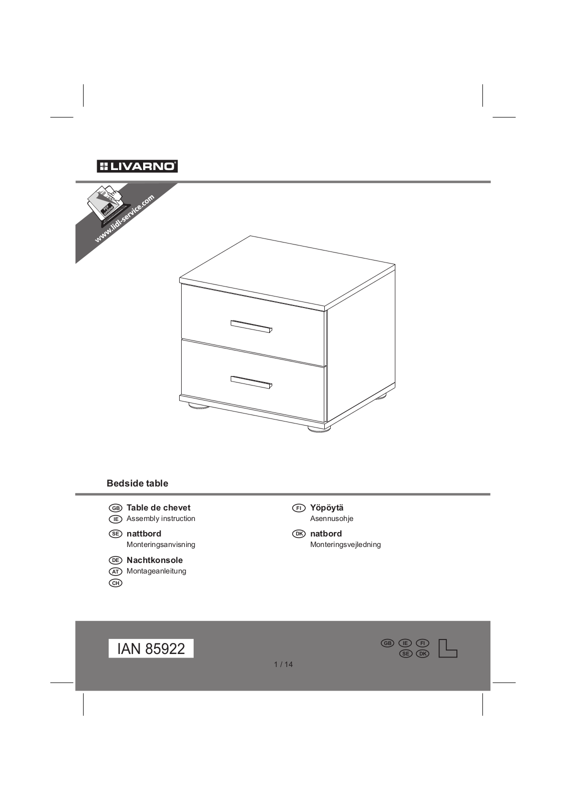 Livarno BEDSIDE CHEST User Manual