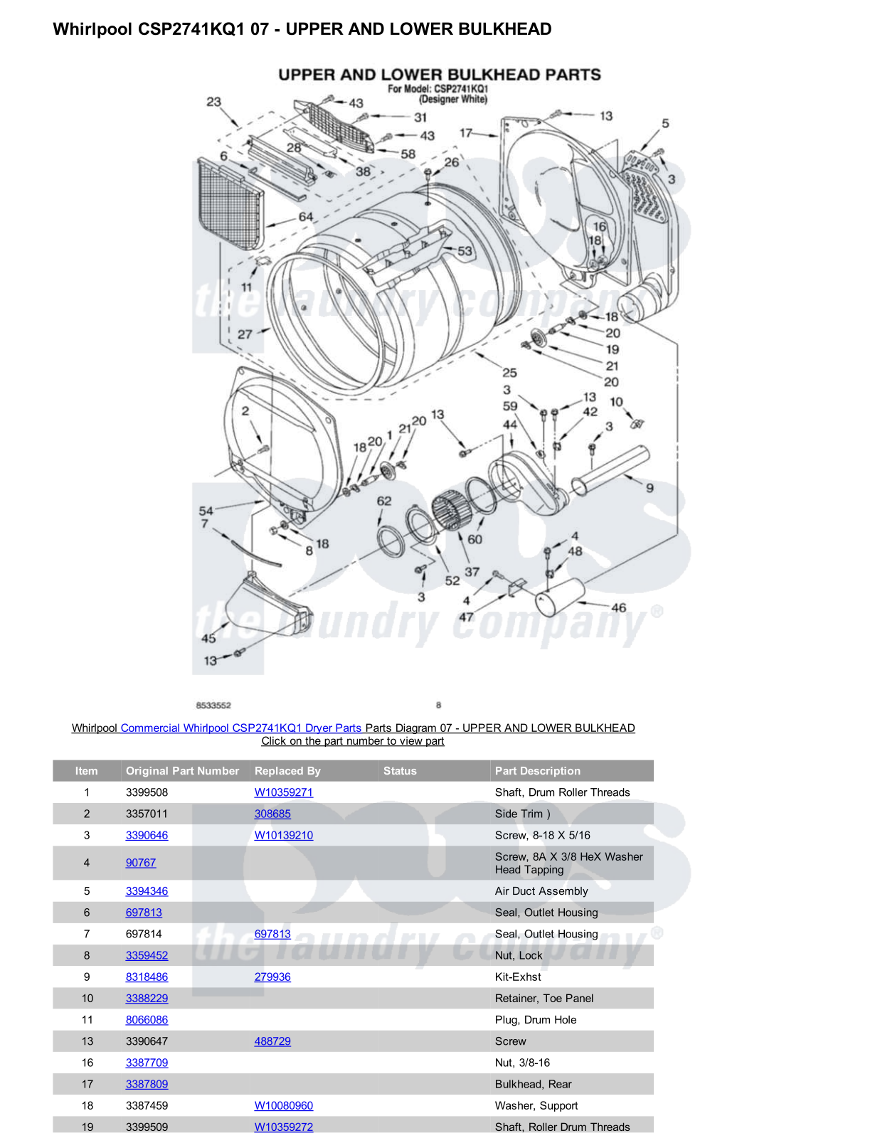 Whirlpool CSP2741KQ1 Parts Diagram