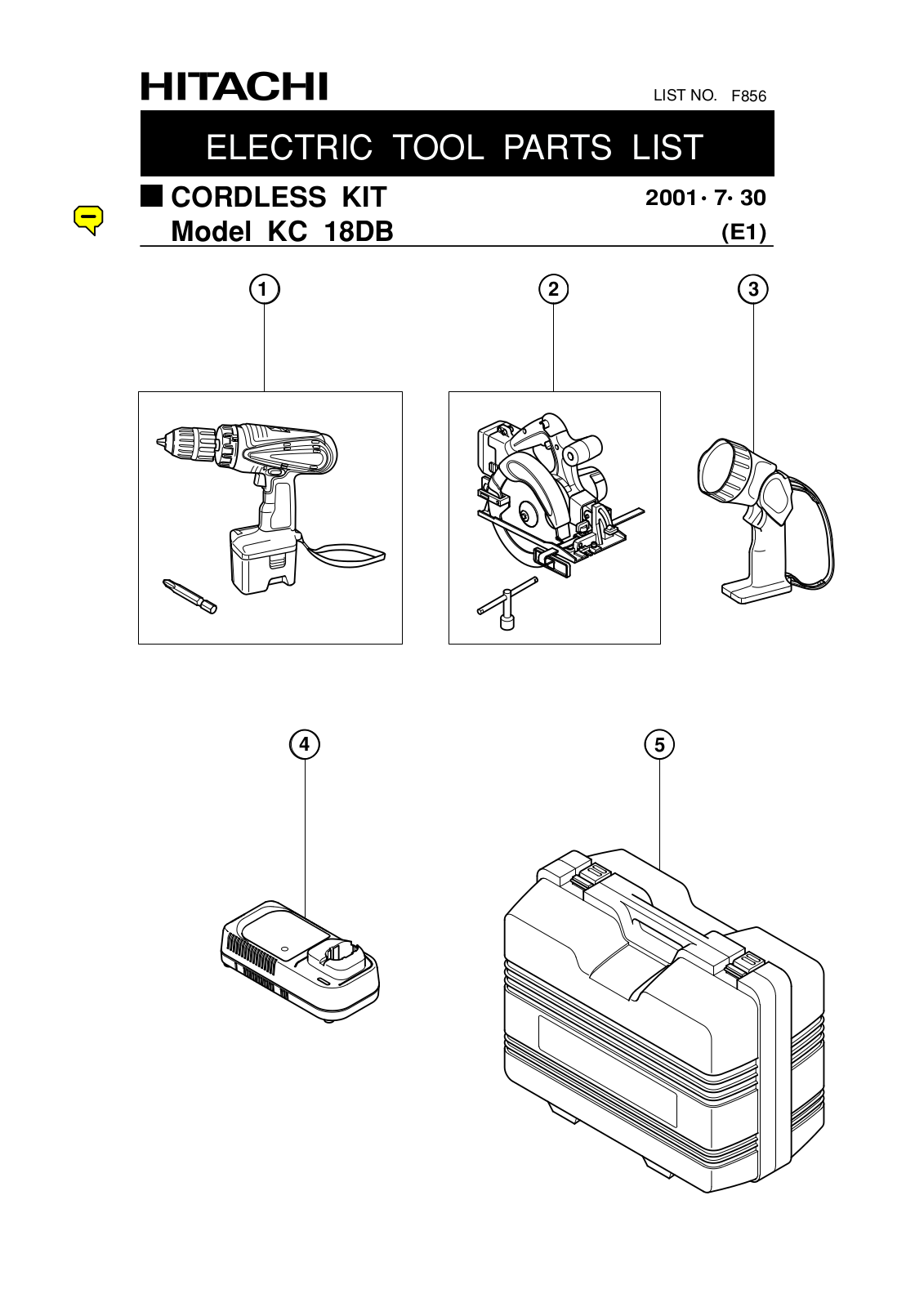 Hitachi KC18DB PARTS LIST