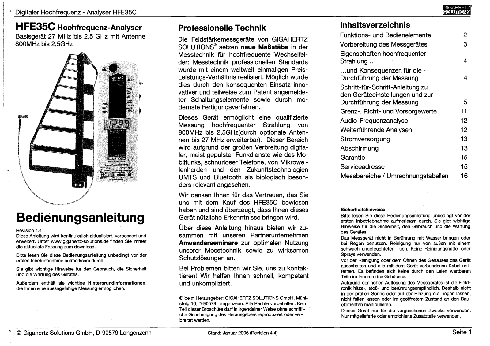 Gigahertz Solutions HFE 35C User guide