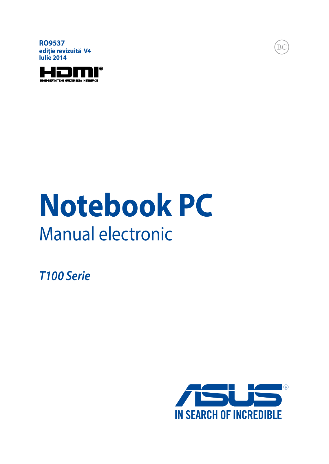 ASUS T100TAM, RO9537 User Manual