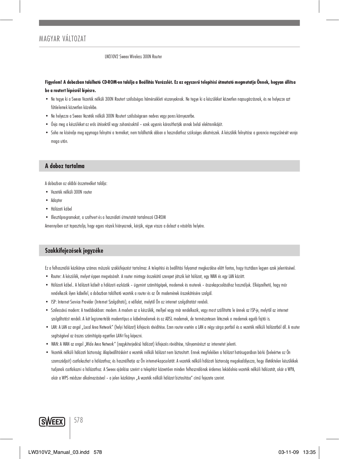 Sweex LW310V2 User Manual