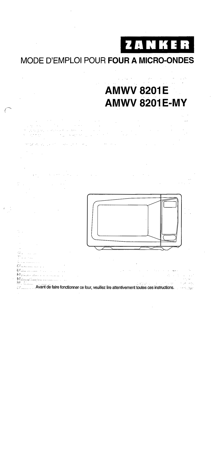 ZANKER AMWV8201E-W User Manual