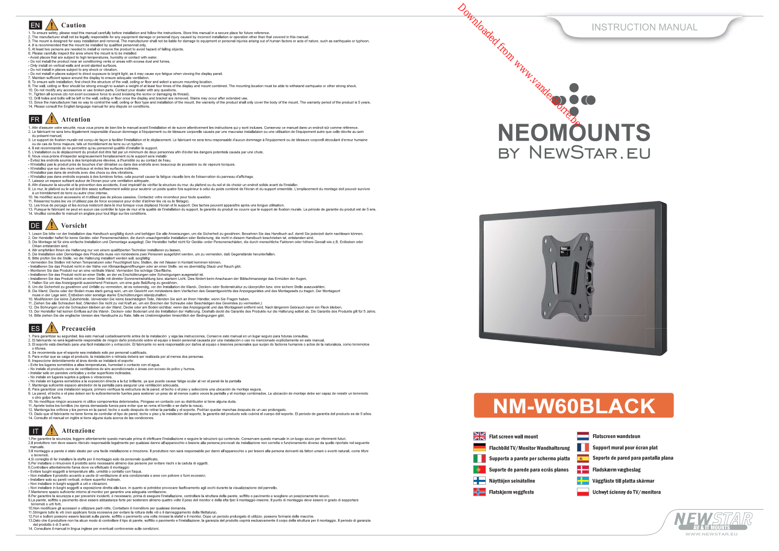 NEWSTAR NM-W60 BLACK User Manual