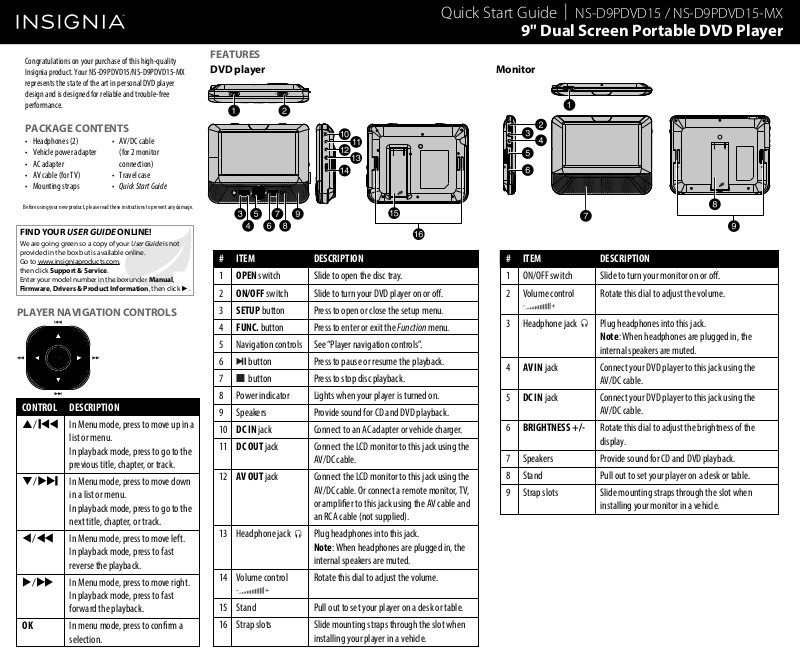 Insignia NS-D9PDVD15, NS-D9PDVD15-MX User Manual